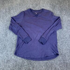 Esntls Shirt Mens Medium Purple Stretch Cotton Comfort V Notch Casual Round Neck